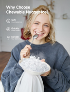 Portable Countertop Nugget Ice Maker | 40Lbs Daily Pebble Sonic Ice, Self-Cleaning Design with Ice Basket and Scoop for Indoor Daily Use