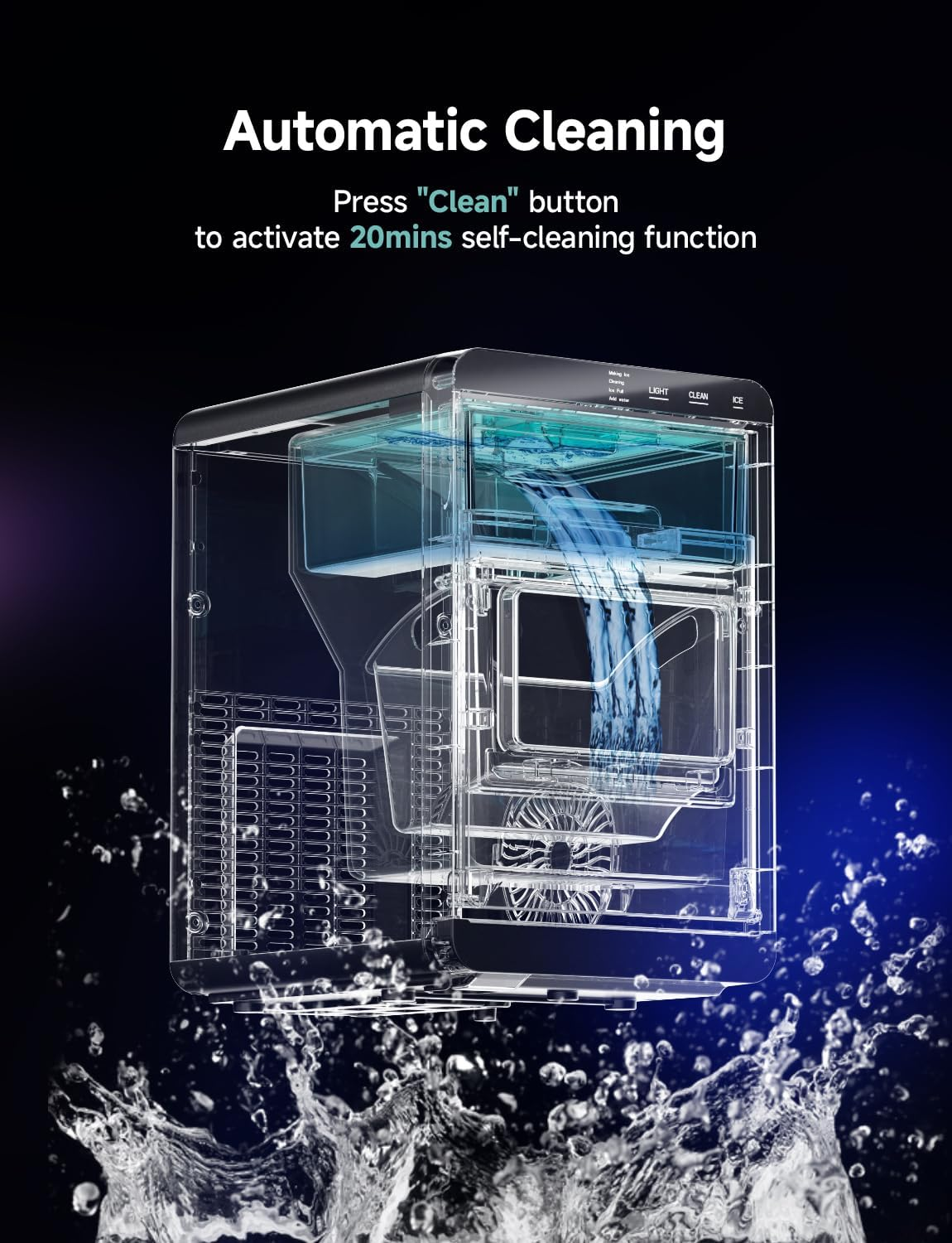 Portable Countertop Nugget Ice Maker | 40Lbs Daily Pebble Sonic Ice, Self-Cleaning Design with Ice Basket and Scoop for Indoor Daily Use