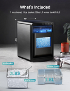 Portable Countertop Nugget Ice Maker | 40Lbs Daily Pebble Sonic Ice, Self-Cleaning Design with Ice Basket and Scoop for Indoor Daily Use