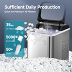 Countertop Nugget Ice Maker, Ready in 8 Mins, 35lbs/24H Self-Cleaning Portable Sonic Ice Maker with Ice Scoop and Basket, Chewable Pellet Ice Machine for Home Party RV Camping