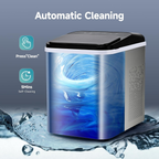 Countertop Nugget Ice Maker, Ready in 8 Mins, 35lbs/24H Self-Cleaning Portable Sonic Ice Maker with Ice Scoop and Basket, Chewable Pellet Ice Machine for Home Party RV Camping