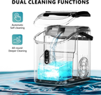 Countertop Nugget Ice Maker with Handle, Ready in 6 Mins, 34lbs Daily Production, Removable Top Cover & Auto-Cleaning, Portable Sonic Pellet Ice Maker with Basket and Scoop for Home Party RV Camping