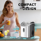 Countertop Nugget Ice Maker with Handle, Ready in 6 Mins, 34lbs Daily Production, Removable Top Cover & Auto-Cleaning, Portable Sonic Pellet Ice Maker with Basket and Scoop for Home Party RV Camping