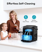Countertop Ice Maker Machine with Handle, 26lbs Daily Capacity, 9 Ice Cubes Ready in 6 Mins, Auto-Cleaning Portable Ice Maker with Basket and Scoop for Home Kitchen Camping RV