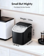 Countertop Ice Maker Machine with Handle, 26lbs Daily Capacity, 9 Ice Cubes Ready in 6 Mins, Auto-Cleaning Portable Ice Maker with Basket and Scoop for Home Kitchen Camping RV