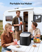 Countertop Ice Maker Machine with Handle, 26lbs Daily Capacity, 9 Ice Cubes Ready in 6 Mins, Auto-Cleaning Portable Ice Maker with Basket and Scoop for Home Kitchen Camping RV