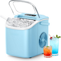 Portable Countertop Ice Maker with Ergonomic Handle, 6 Mins Fast Ice Making 9 Cubes, 26lbs Per Day Auto-Clean Ice Machine with Ice Basket & Scoop for Indoor Outdoor Use