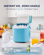 Portable Countertop Ice Maker with Ergonomic Handle, 6 Mins Fast Ice Making 9 Cubes, 26lbs Per Day Auto-Clean Ice Machine with Ice Basket & Scoop for Indoor Outdoor Use