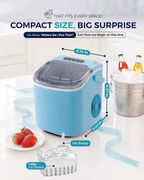 Portable Countertop Ice Maker with Ergonomic Handle, 6 Mins Fast Ice Making 9 Cubes, 26lbs Per Day Auto-Clean Ice Machine with Ice Basket & Scoop for Indoor Outdoor Use