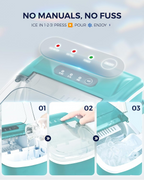 Fast Making Countertop Ice Maker, 9 Ice Cubes Ready in 6 Minutes, 26lbs 24Hrs Portable Ice Machine with Handle Auto-Cleaning Design for Home Kitchen RV Camping