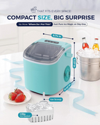 Fast Making Countertop Ice Maker, 9 Ice Cubes Ready in 6 Minutes, 26lbs 24Hrs Portable Ice Machine with Handle Auto-Cleaning Design for Home Kitchen RV Camping