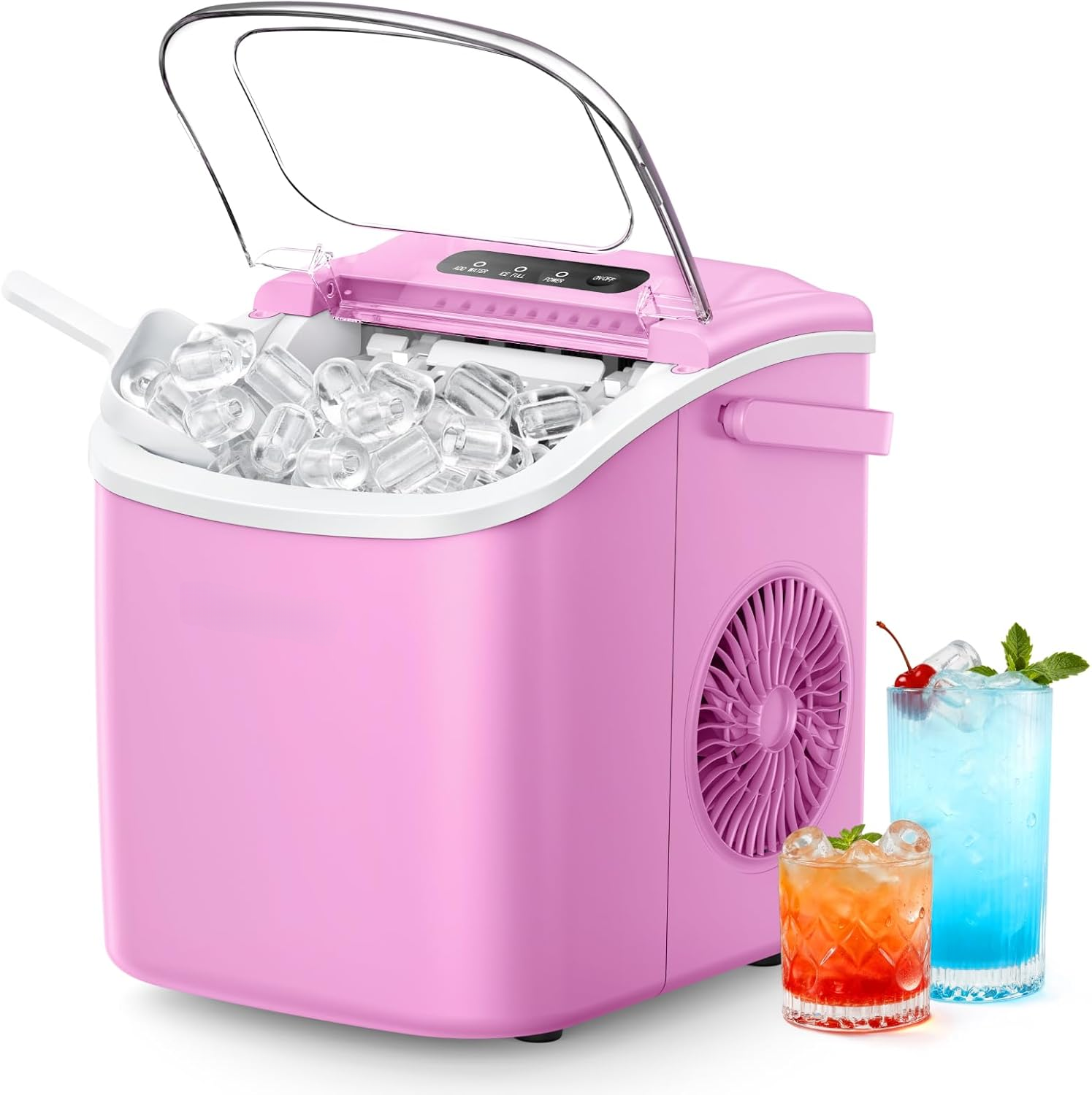 Auto-Cleaning Portable Countertop Ice Maker, 26lbs Daily Ice Production, Quick 6 Mins 9 Cubes Making, Compact Ice Machine with Basket Scoop Handle for Camping Kitchen RV