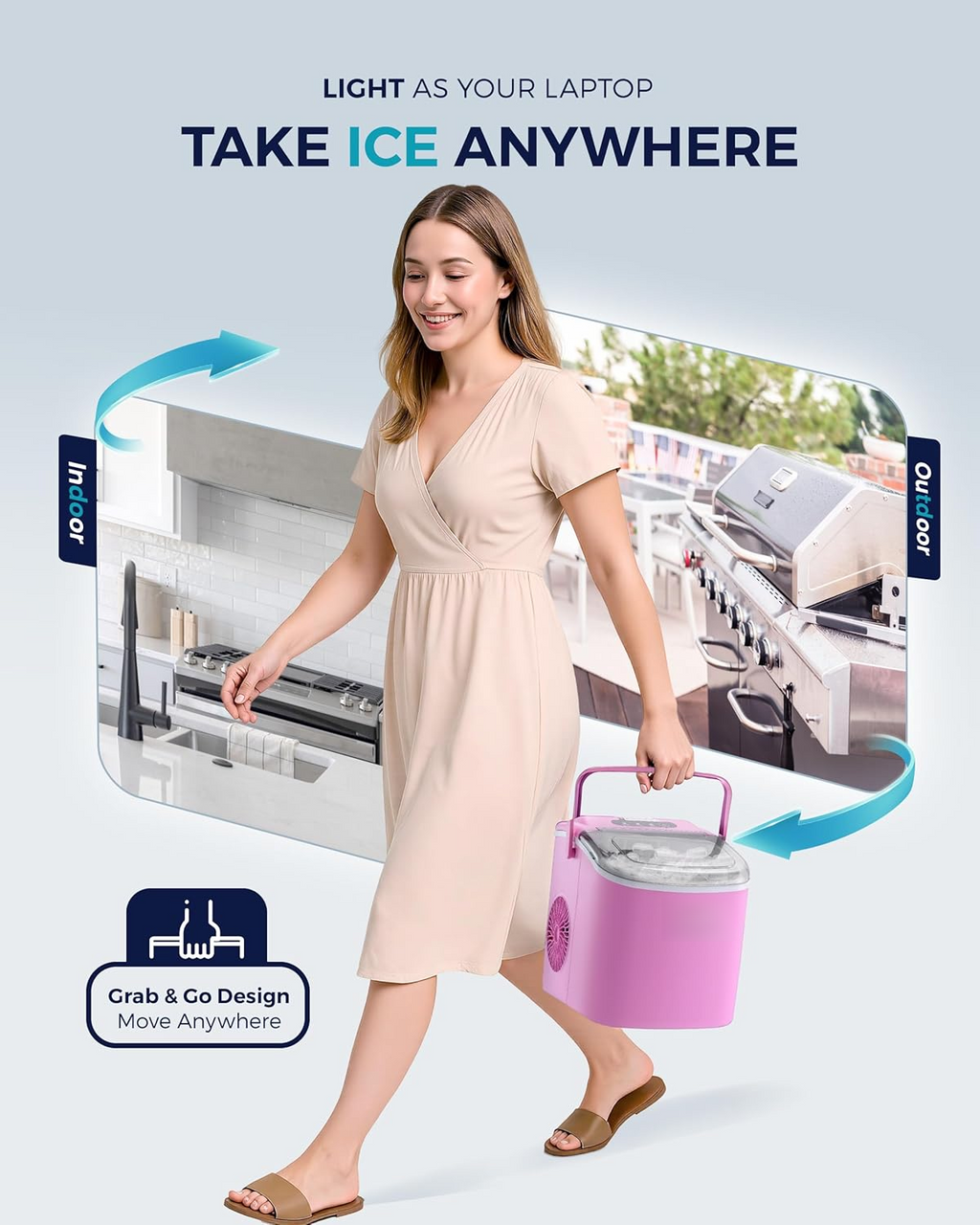 Auto-Cleaning Portable Countertop Ice Maker, 26lbs Daily Ice Production, Quick 6 Mins 9 Cubes Making, Compact Ice Machine with Basket Scoop Handle for Camping Kitchen RV