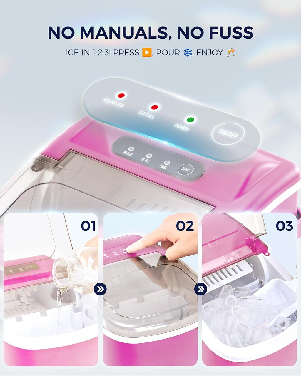 Auto-Cleaning Portable Countertop Ice Maker, 26lbs Daily Ice Production, Quick 6 Mins 9 Cubes Making, Compact Ice Machine with Basket Scoop Handle for Camping Kitchen RV