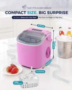 Auto-Cleaning Portable Countertop Ice Maker, 26lbs Daily Ice Production, Quick 6 Mins 9 Cubes Making, Compact Ice Machine with Basket Scoop Handle for Camping Kitchen RV