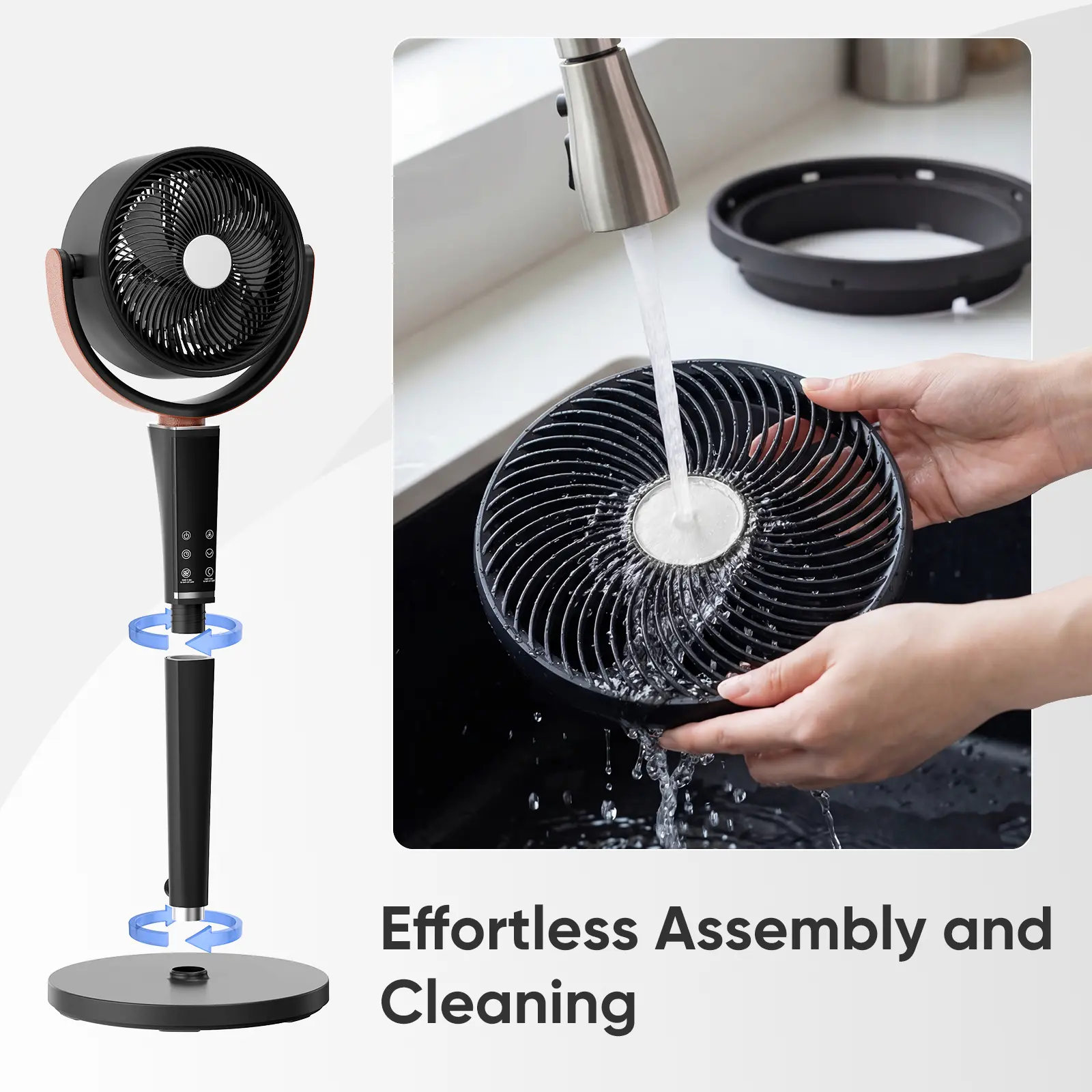 Finally a Silent Bedroom Fan! 20dB DC Air Circulator, 1050CFM Airflow, Adjustable Height with LED Light & Remote