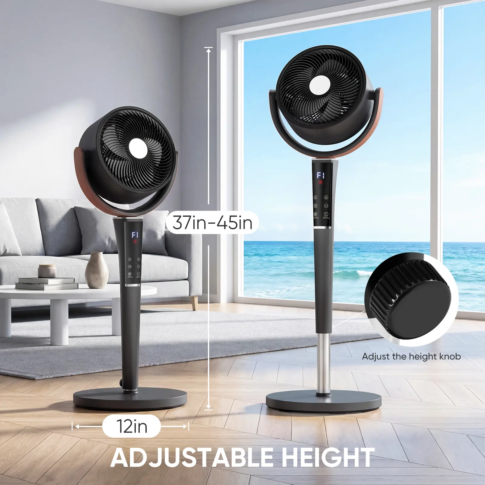 Finally a Silent Bedroom Fan! 20dB DC Air Circulator, 1050CFM Airflow, Adjustable Height with LED Light & Remote